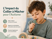 Enfant autiste portant un collier à mâcher en silicone pour s'apaiser