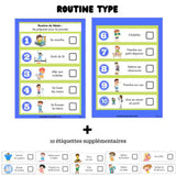 La routine du matin et étiquettes supplémentaires