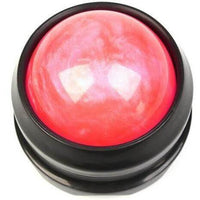 Boule de massage rouge munie d’une base noire, parfaite pour masser les zones de tension et détendre les muscles
