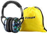 Casque anti-bruit enfant avec motif graffiti et sac de transport jaune, idéal pour l'école, le voyage et la concentration