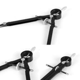 Gros plan sur le mécanisme du compas bloquant, mettant en évidence ses réglages précis et son design robuste