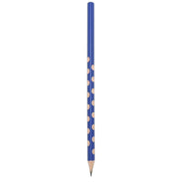 Crayon ergonomique bleu avec points de préhension en bois, conçu pour une prise en main facile et intuitive