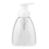 Distributeur moussant transparent avec pompe blanche, idéal pour transformer le savon liquide en mousse légère et économique