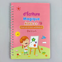 Couverture du cahier “d’Écriture Magique Âges 3+” dédié au dessin, encourageant la créativité et la motricité fine.