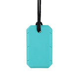 Pendentif à mâcher plaque turquoise, jouet oral sensoriel en silicone
