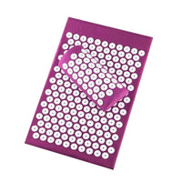 Tapis d’acupression violet et son coussin, recouverts de picots pour soulager les tensions musculaires