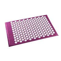 Tapis d’acupression violet en format rectangulaire, avec rangées de picots pour favoriser la circulation sanguine